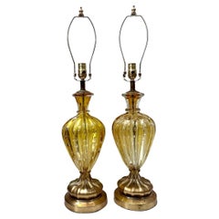 Gold and Yellow Murano Glass Table Lamps