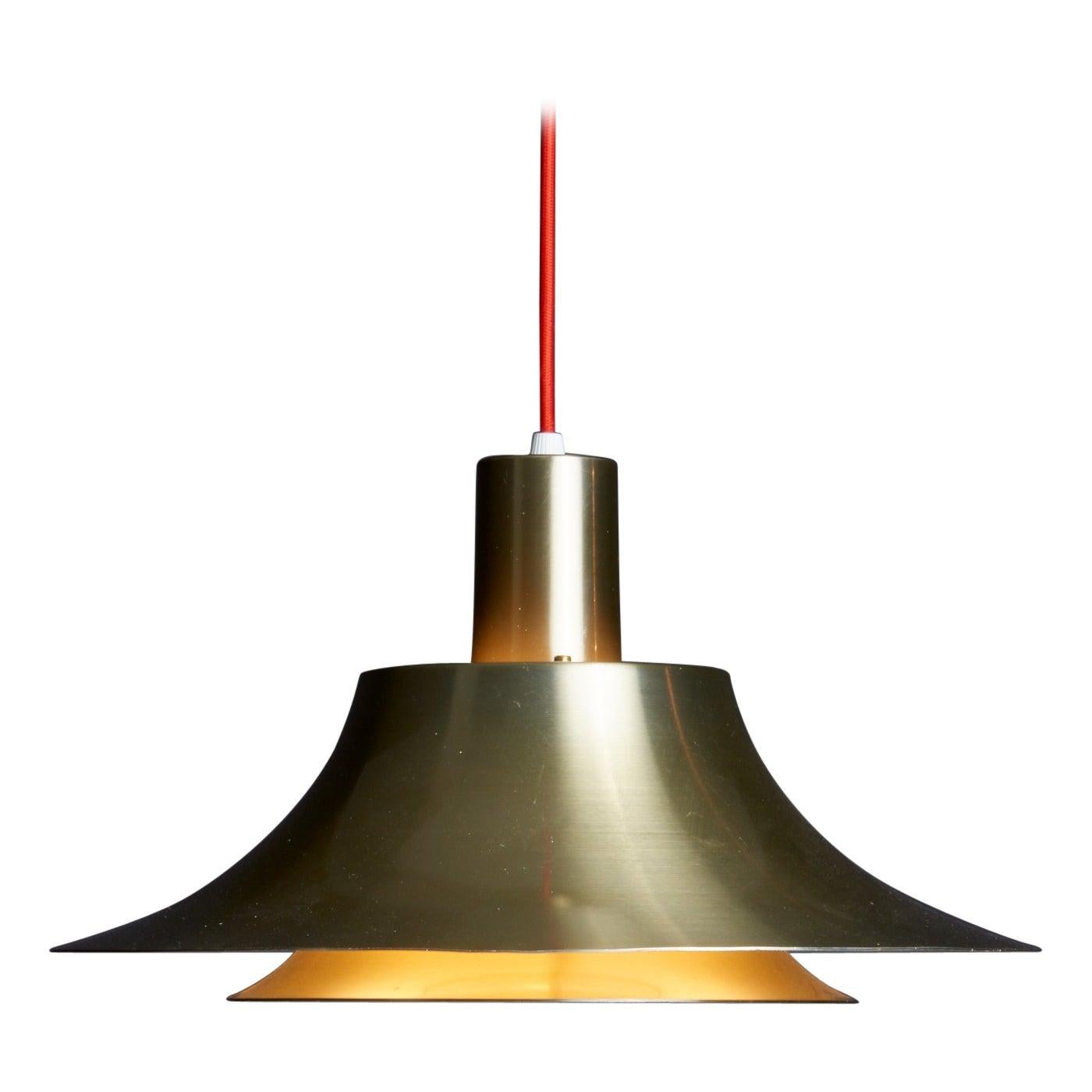 Gold Anodized Aluminum Pendant Lamp, 1970s