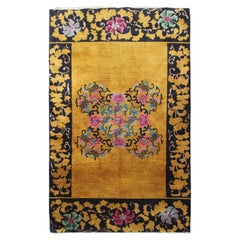Tappeto d'oro antico Art Deco Tappeto cinese antico Walter Nichols Rugs nero 4x7 122x203cm