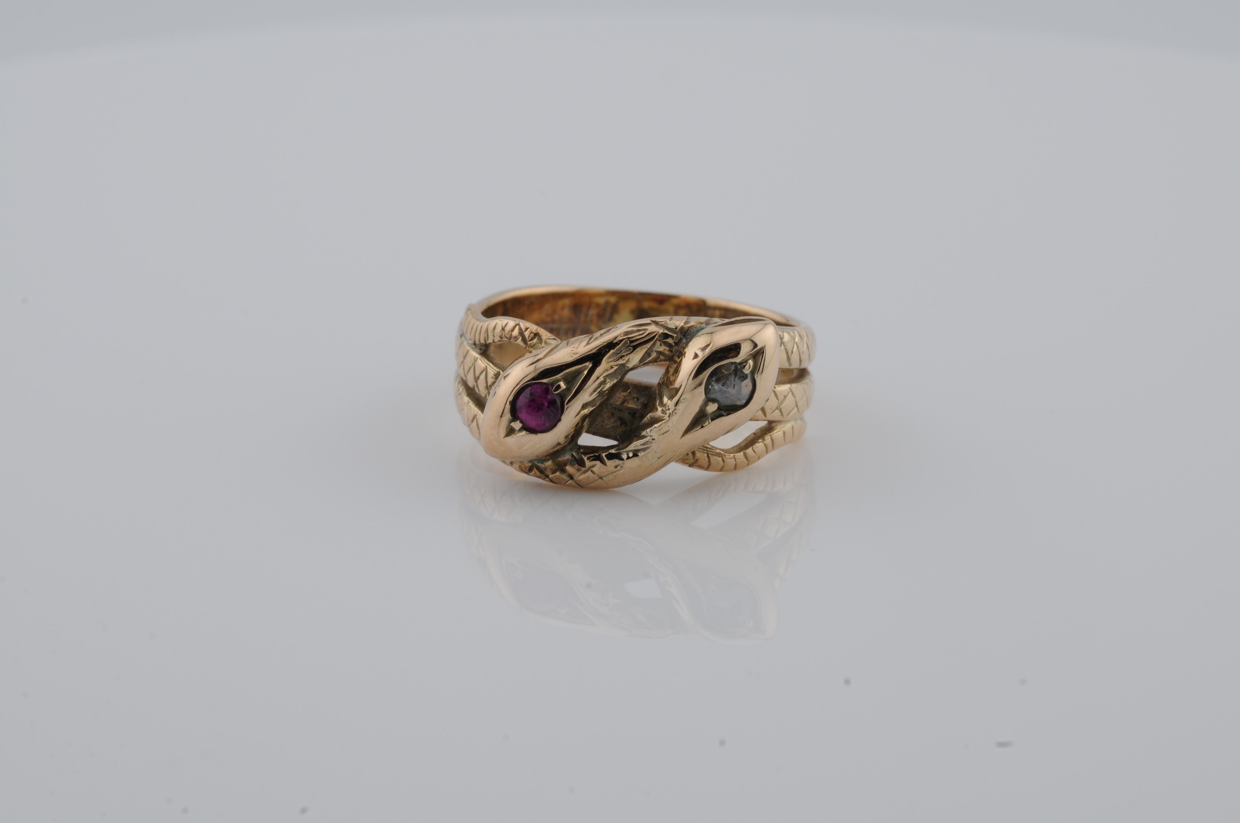 Bague serpent Art nouveau en or antique en vente 1
