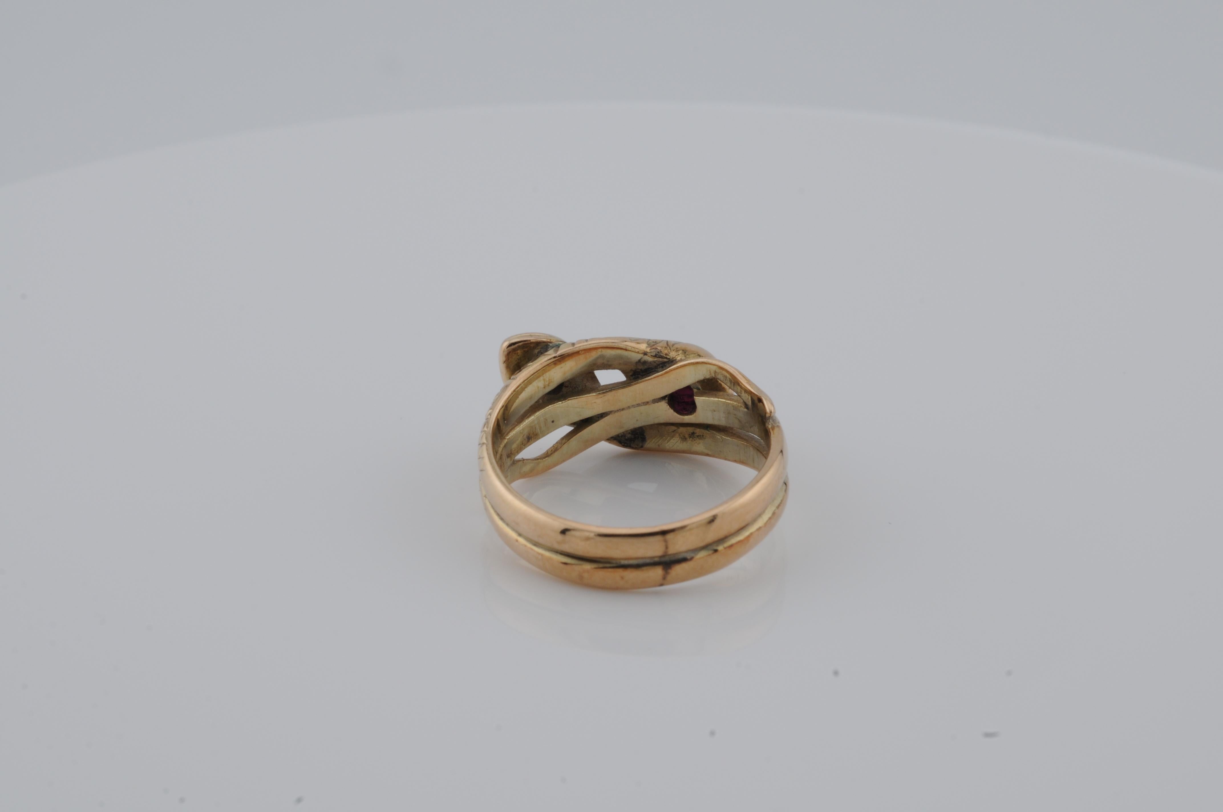 Bague serpent Art nouveau en or antique en vente 4