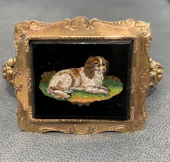 Gold Antique Dog Micro Mosaic Bangle
