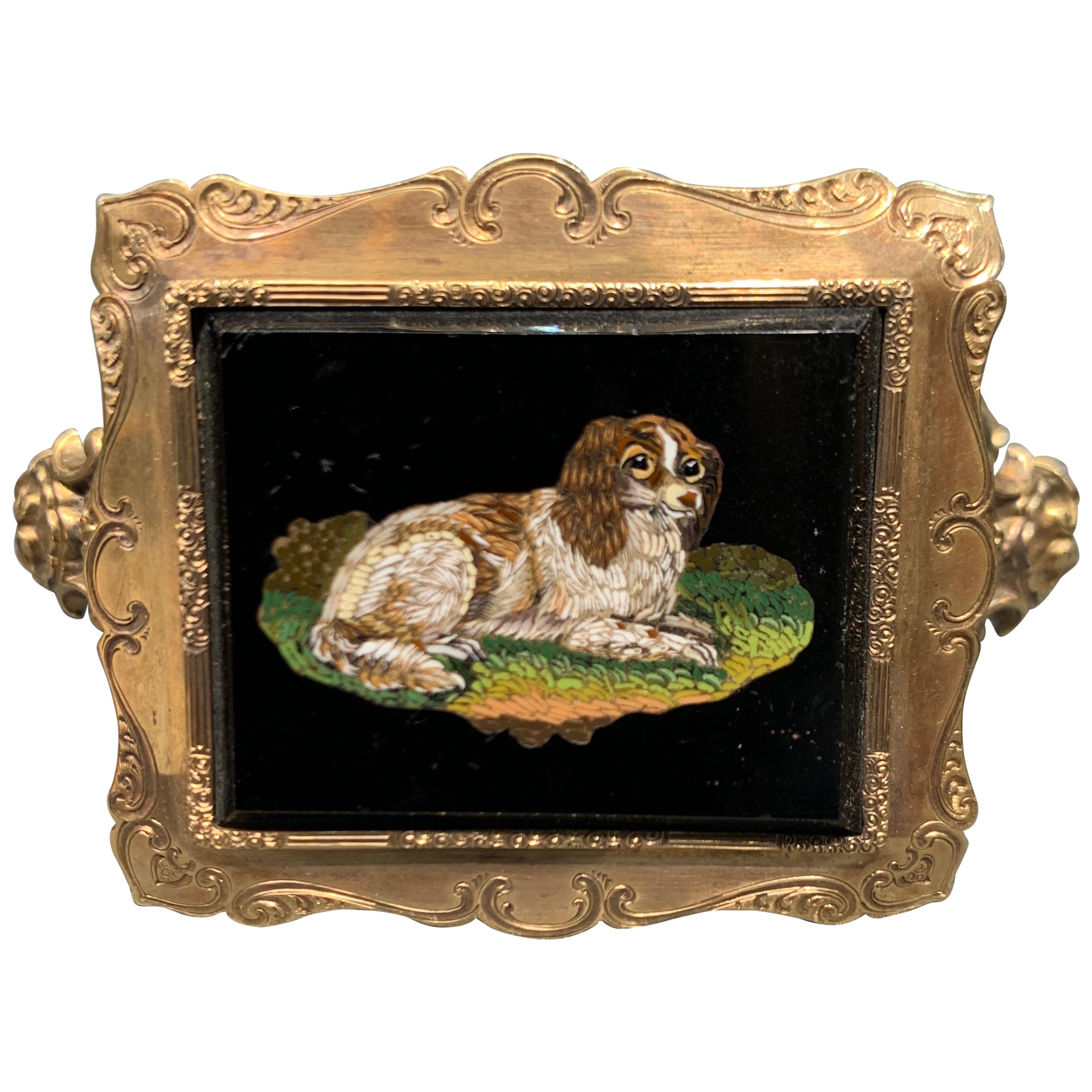 Gold Antique Dog Micro Mosaic Bangle