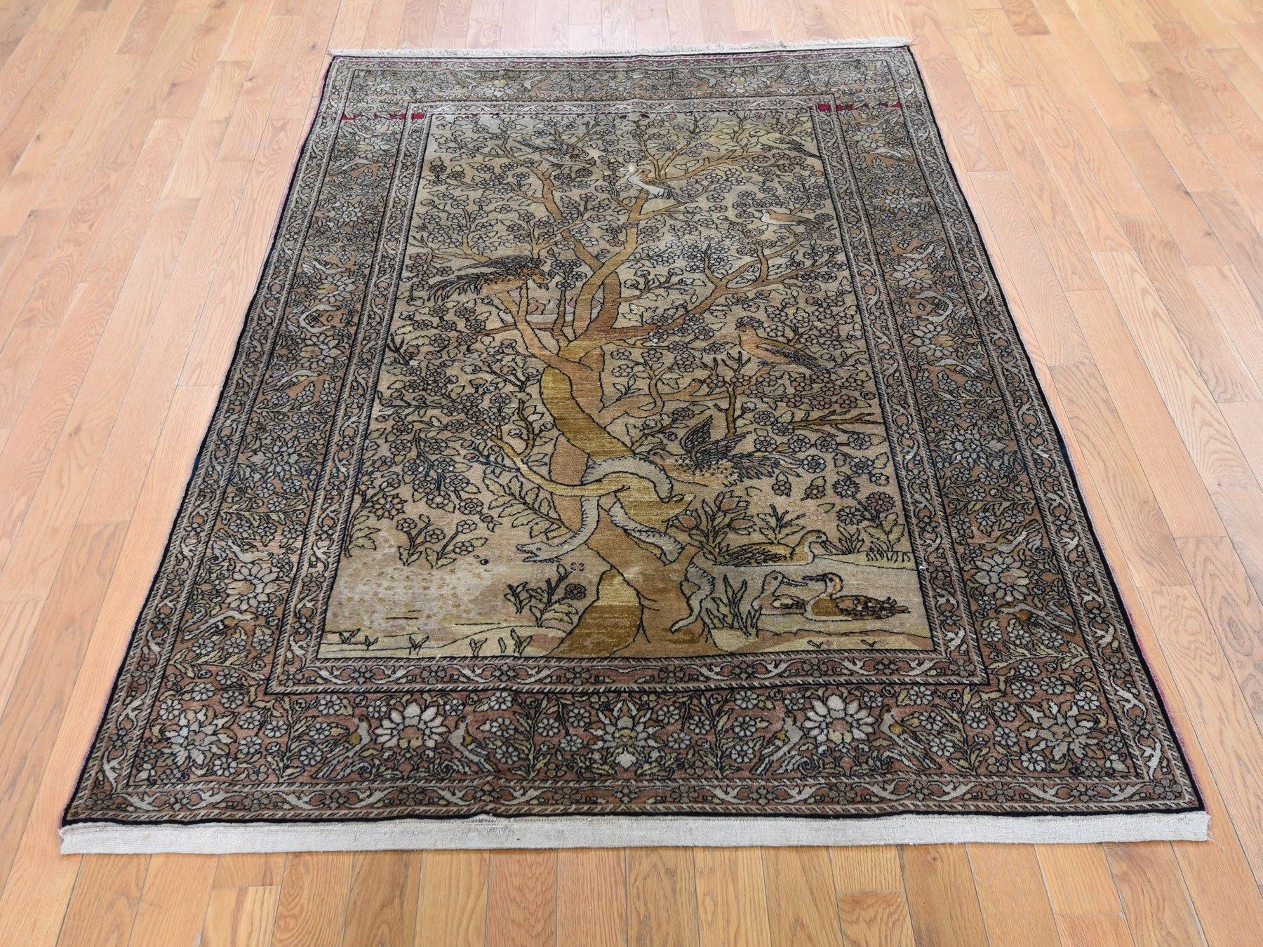 This is a truly genuine one-of-a-kind gold antique Persian Isfahan Tree Of Life hand knotted Oriental rug. It has been knotted for months and months in the centuries-old Persian weaving craftsmanship techniques by expert artisans. 

Primary