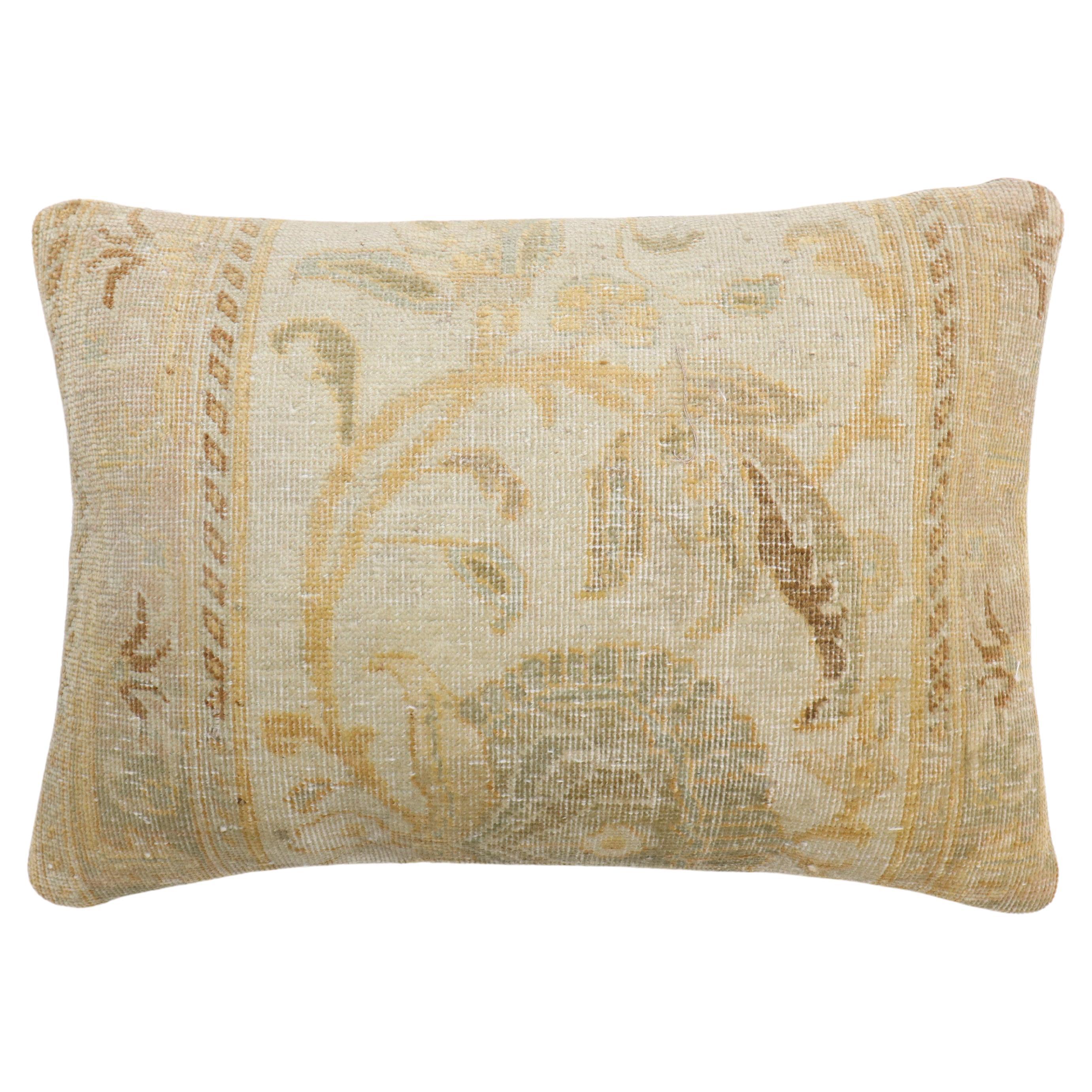 Gold Antique Persian Tabriz Bolster Rug Pillow For Sale