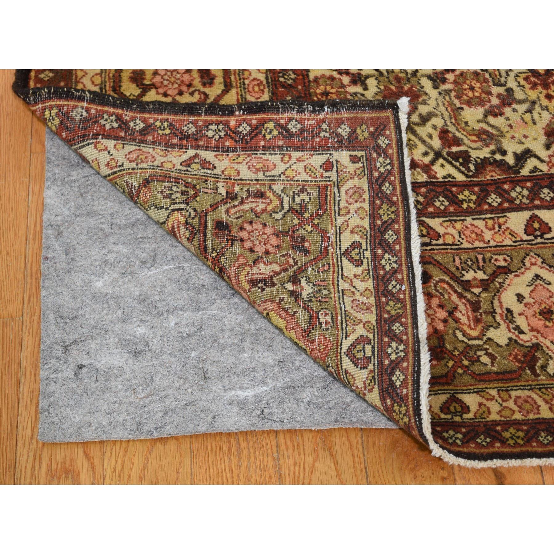 Medieval Gold Antique Persian Tabriz Fish Design Pure Wool Hand Knotted Oriental Rug For Sale