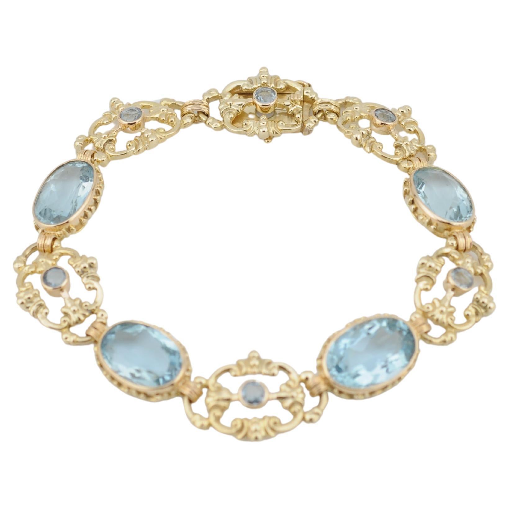 Bracciale in oro con acquamarina - 4×5 ct, blu medio