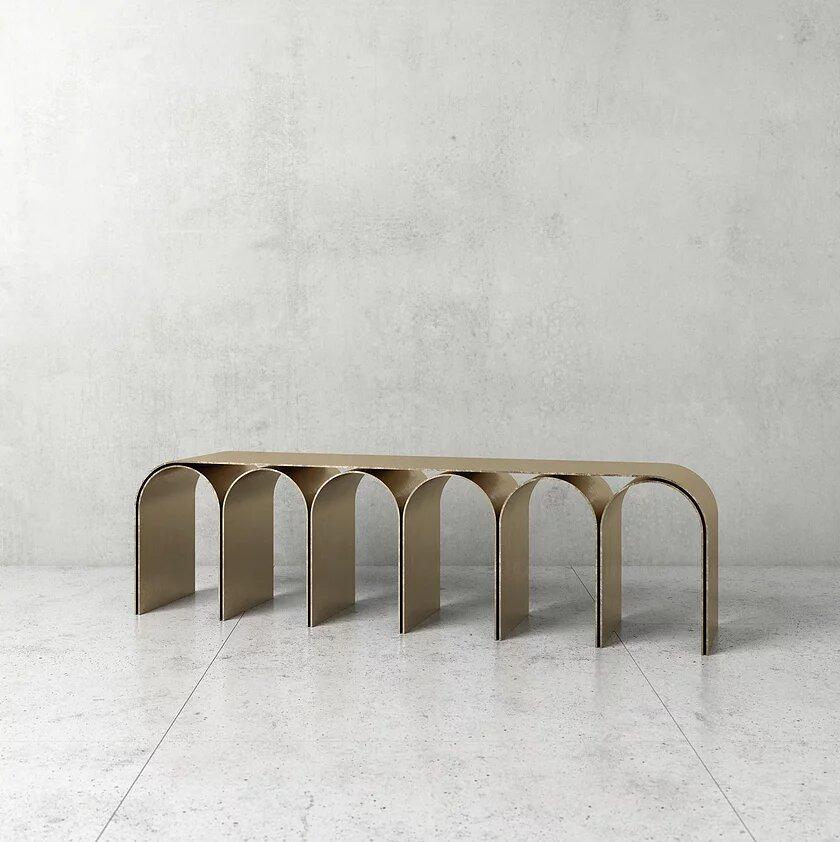 Brass Gold Arch Bench by Pietro Franceschini In New Condition In Geneve, CH