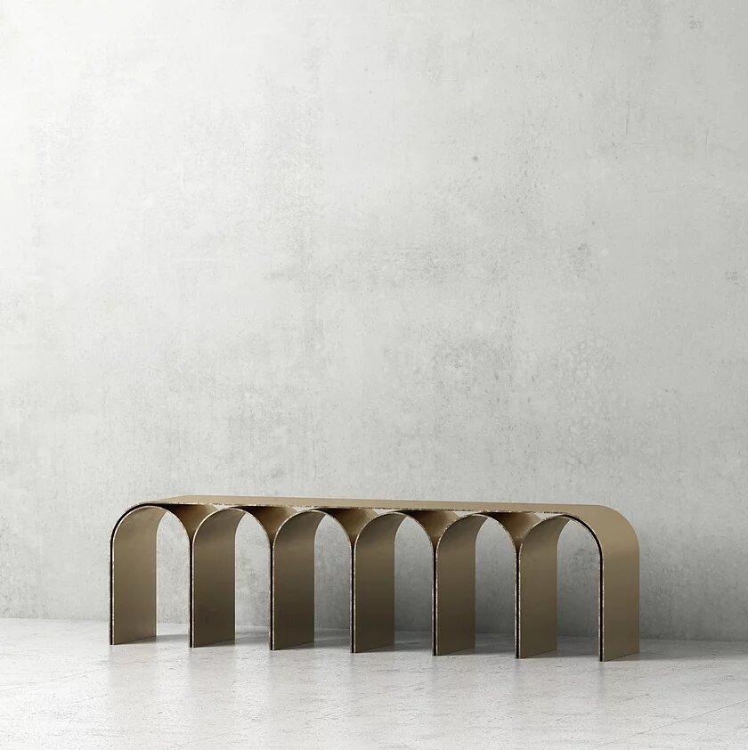 Contemporary Brass Gold Arch Bench by Pietro Franceschini