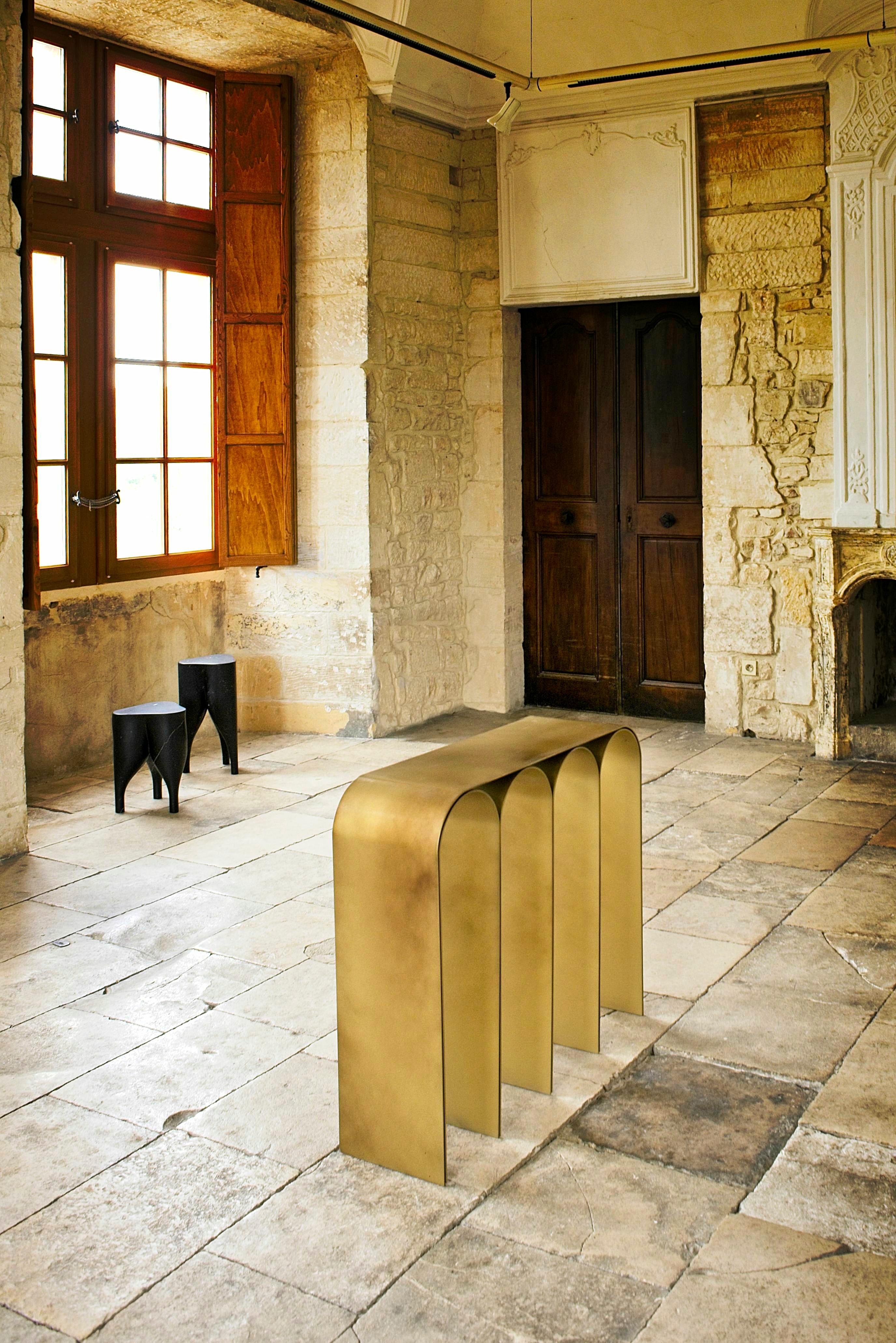 Solid Brass Gold Arch Console by Pietro Franceschini 7