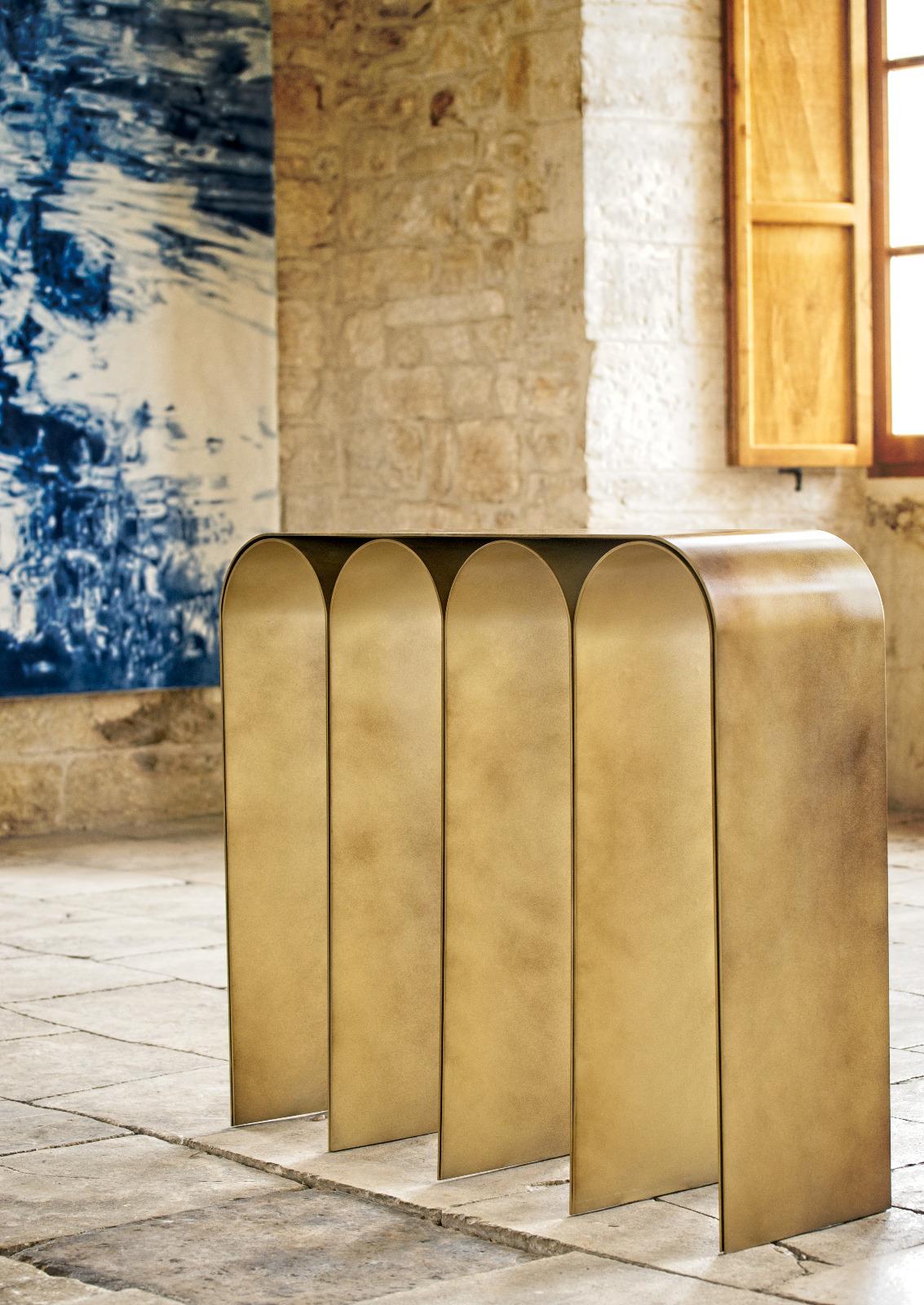 Solid Brass Gold Arch Console by Pietro Franceschini 10