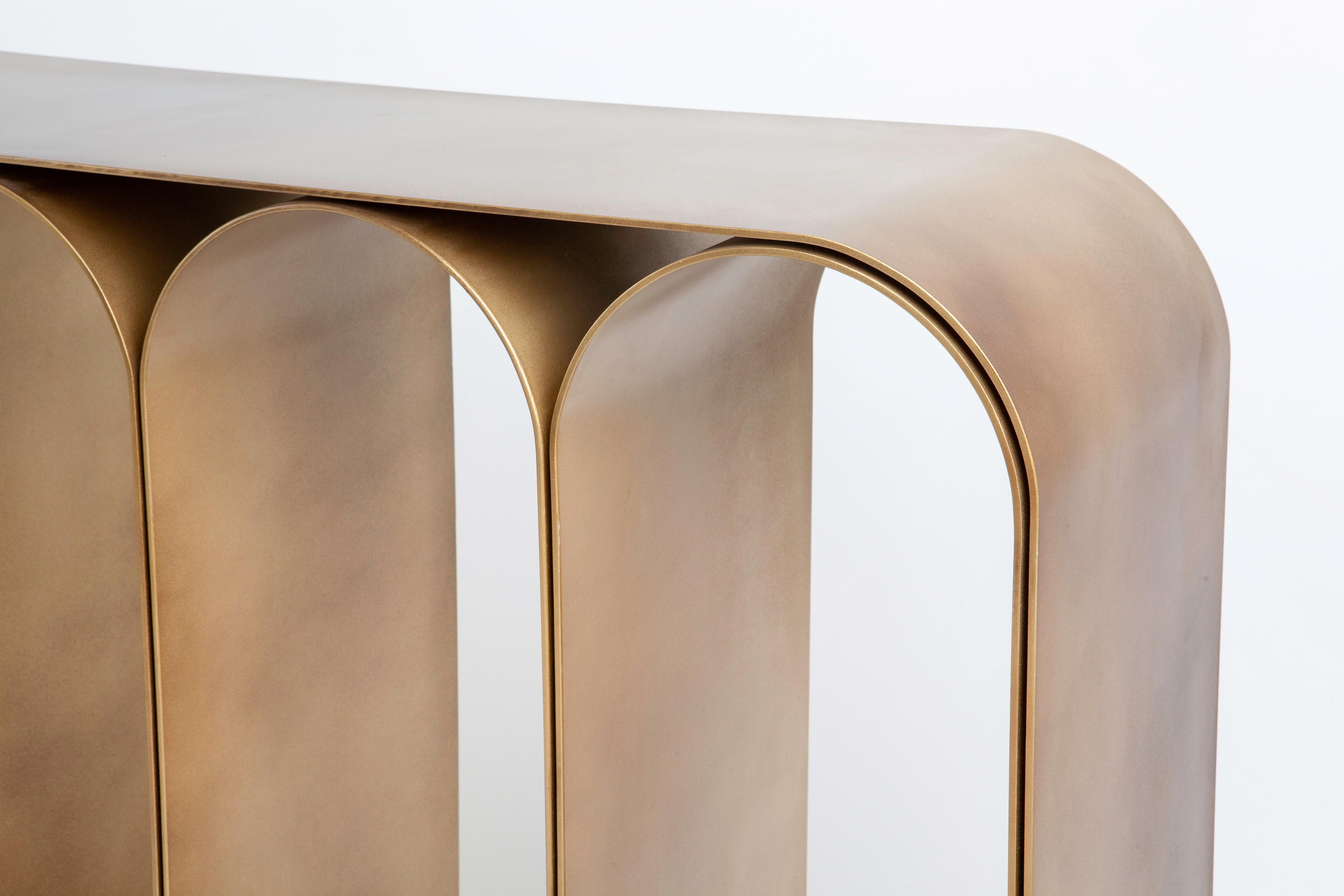 Modern Solid Brass Gold Arch Console by Pietro Franceschini