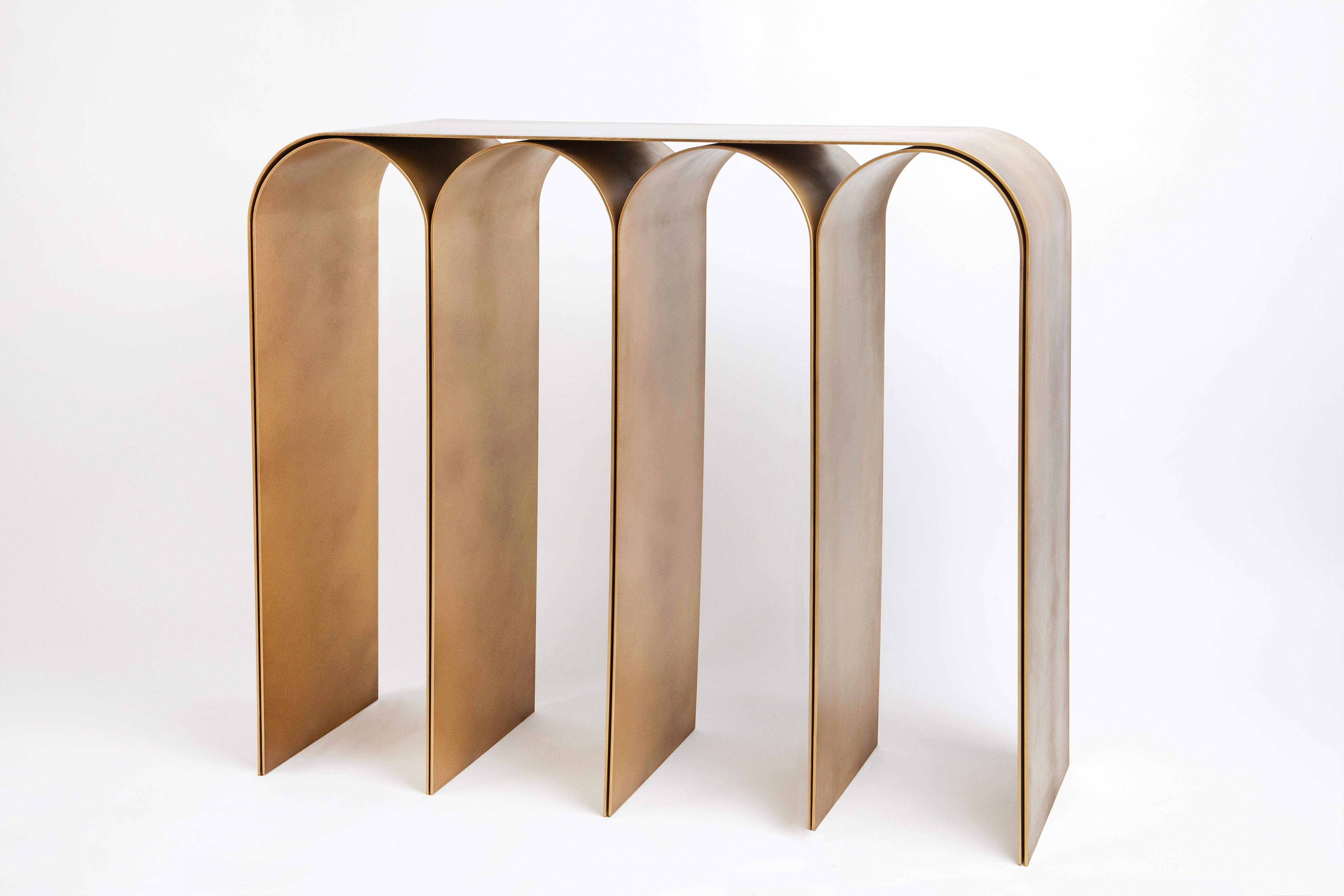 Solid Brass Gold Arch Console by Pietro Franceschini In New Condition In Geneve, CH