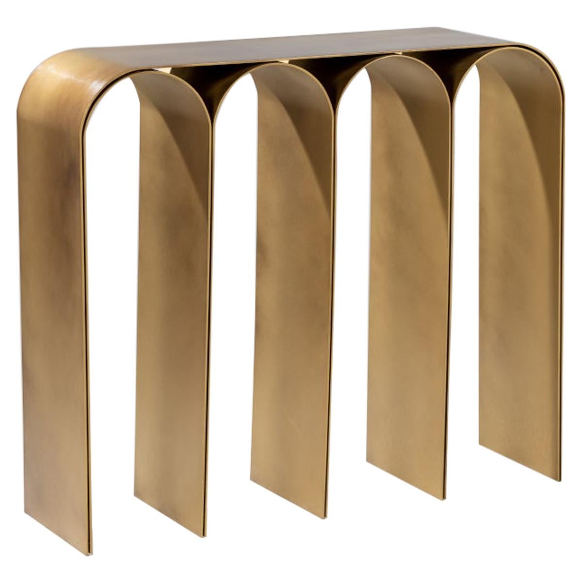 Solid Brass Gold Arch Console by Pietro Franceschini