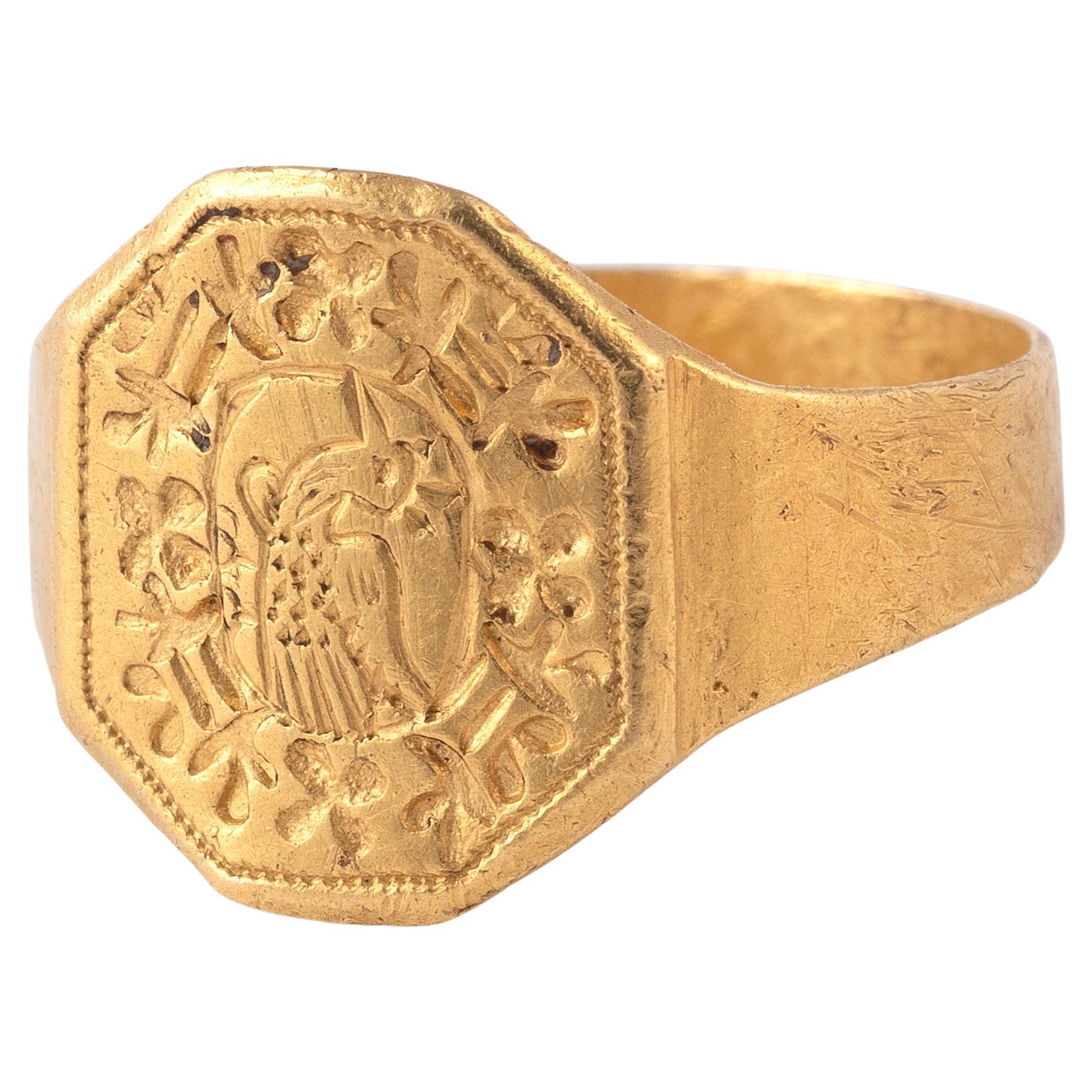 Bague armoriée en or Europe fin du XVIe siècle