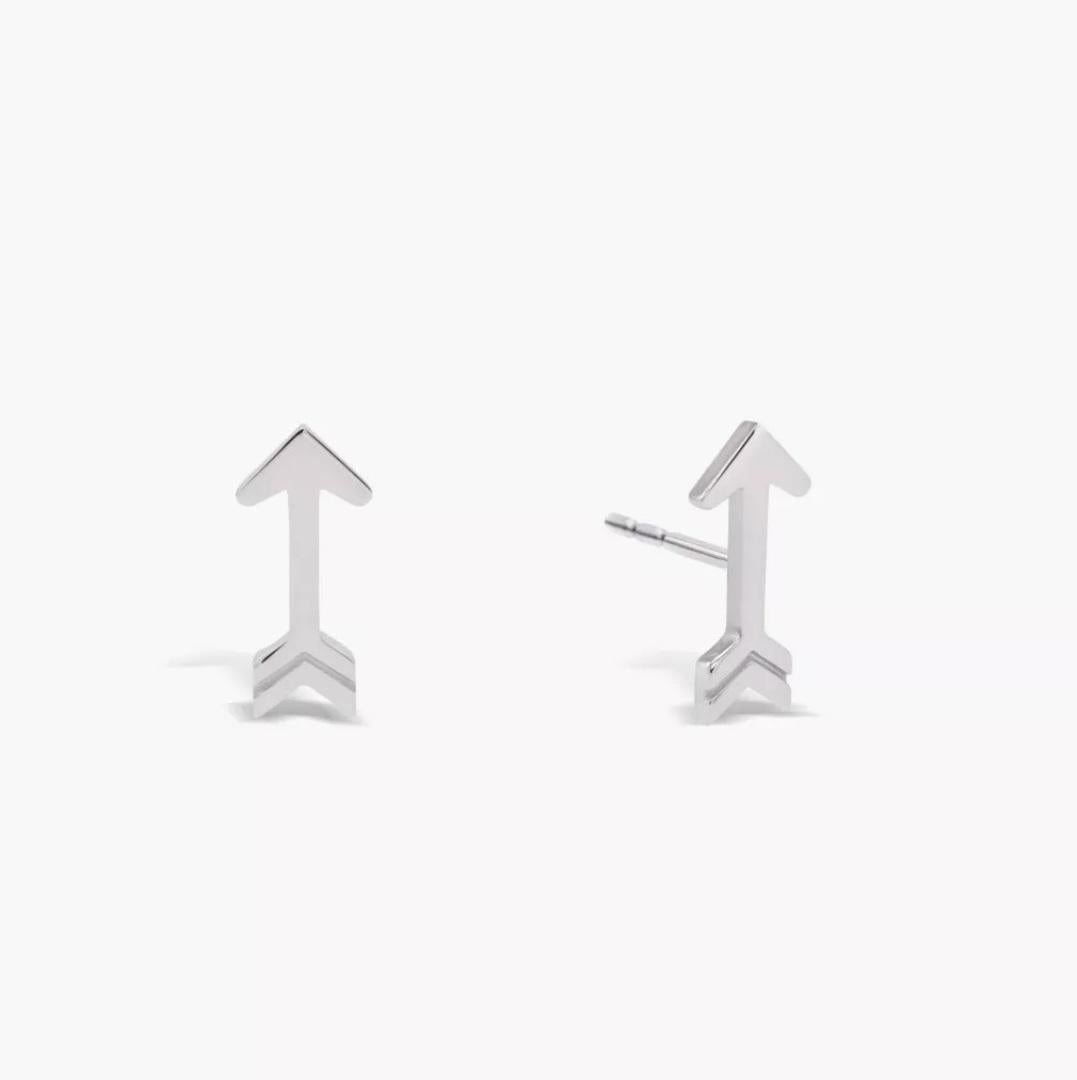 Art Deco Gold Arrow Earrings 14K Stud Yellow Gold Minimalist Earring Set Birthday Gift. For Sale