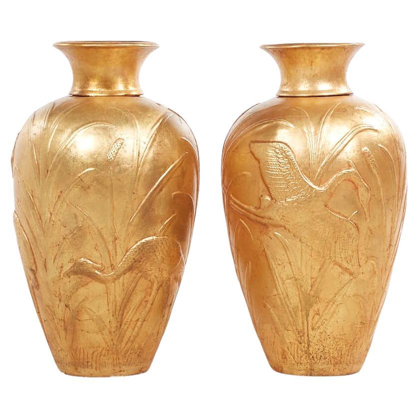 Gold Art Deco Vase - Pair
