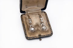 Antique Gold Art Nouveau drop earrings with 0.85ct diamonds, Graz - Austria, 1910s.