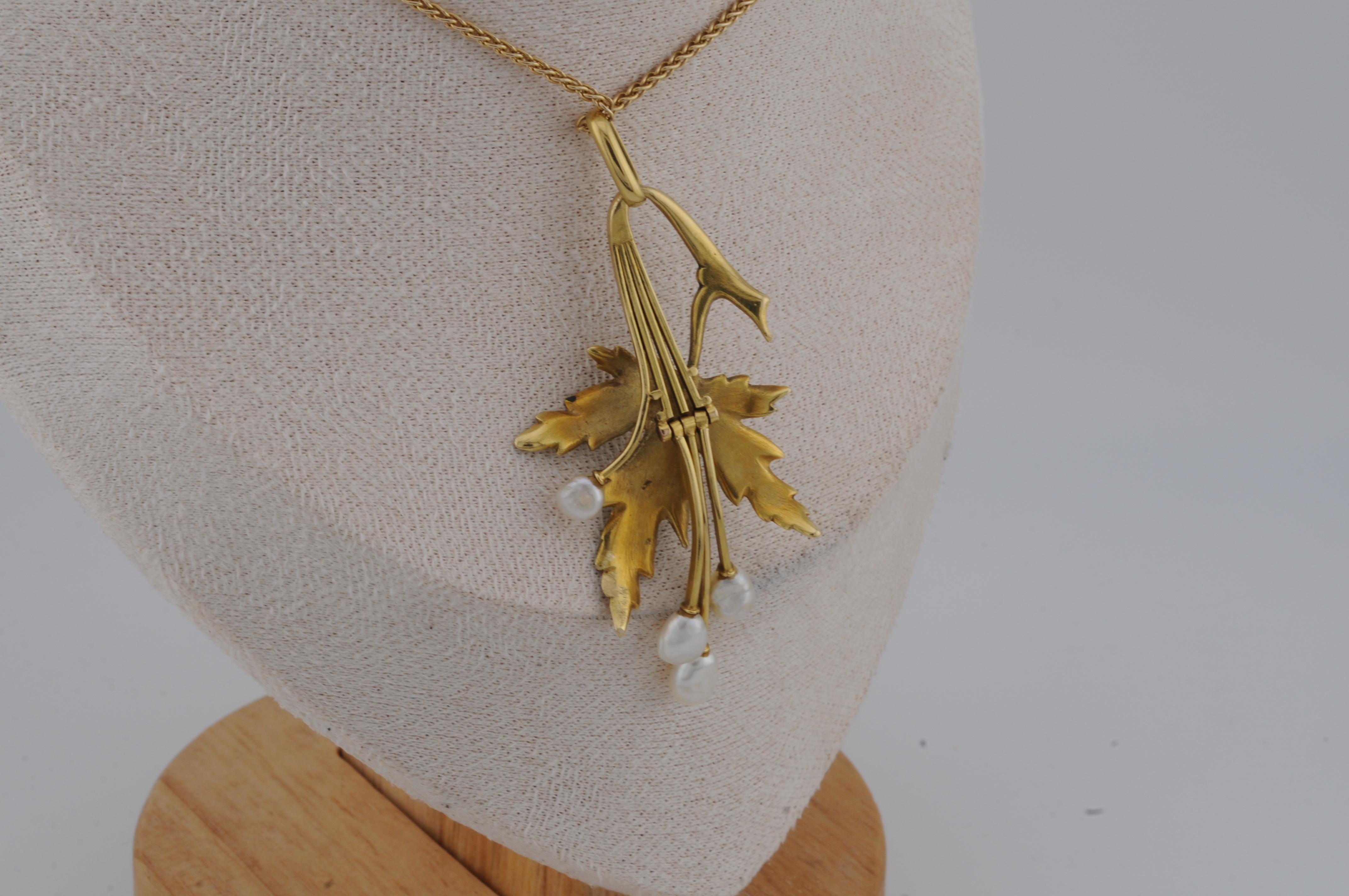 Jugendstil-Anhänger aus Gold und 18 Karat Gelbgold mit Gold im Angebot 5