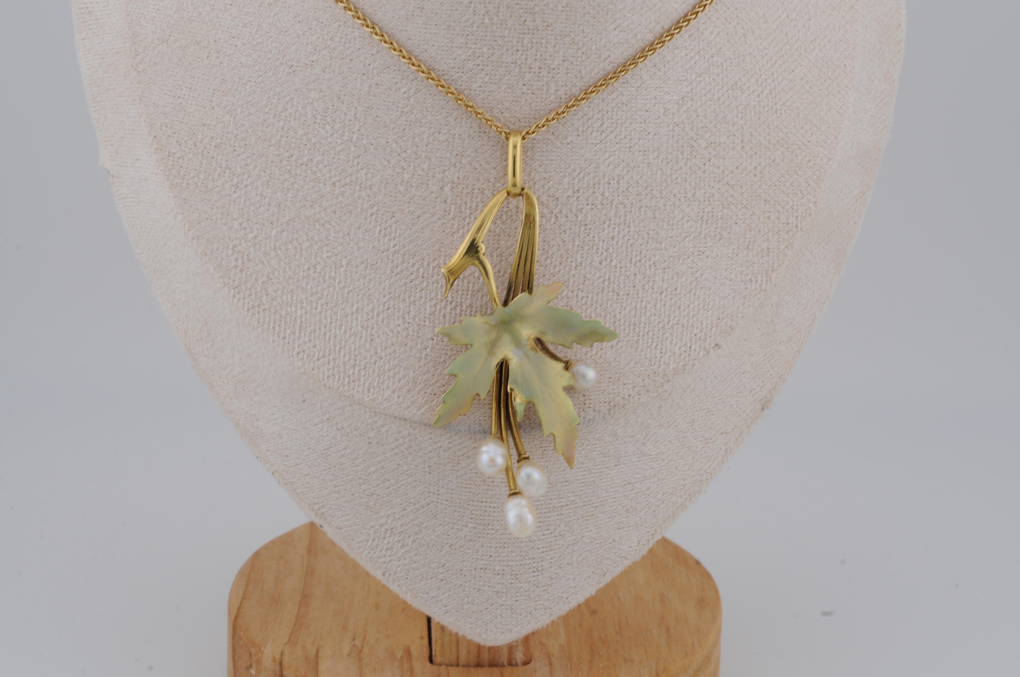 Jugendstil-Anhänger aus Gold und 18 Karat Gelbgold mit Gold für Damen oder Herren im Angebot