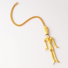 Gold Articulated Toy Soldier Pendant Necklace By Polcini, 1970s