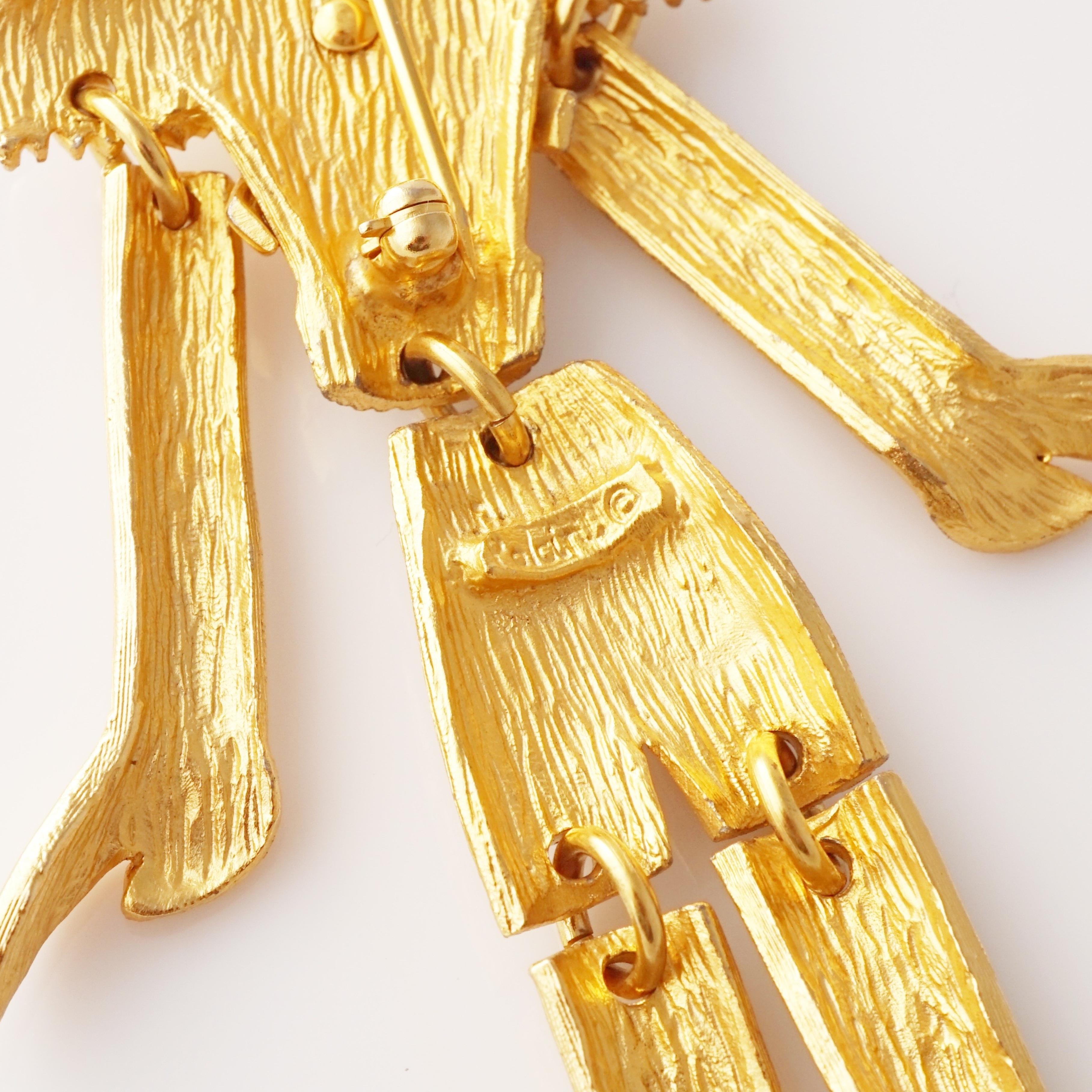 Gold Articulated Toy Soldier Pendant Necklace By Polcini, 1970s In Good Condition In McKinney, TX