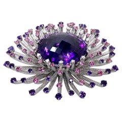 Gold Astra Ring with Amethyst, Tourmaline & Diamond in 18k Gold by Alex Soldier