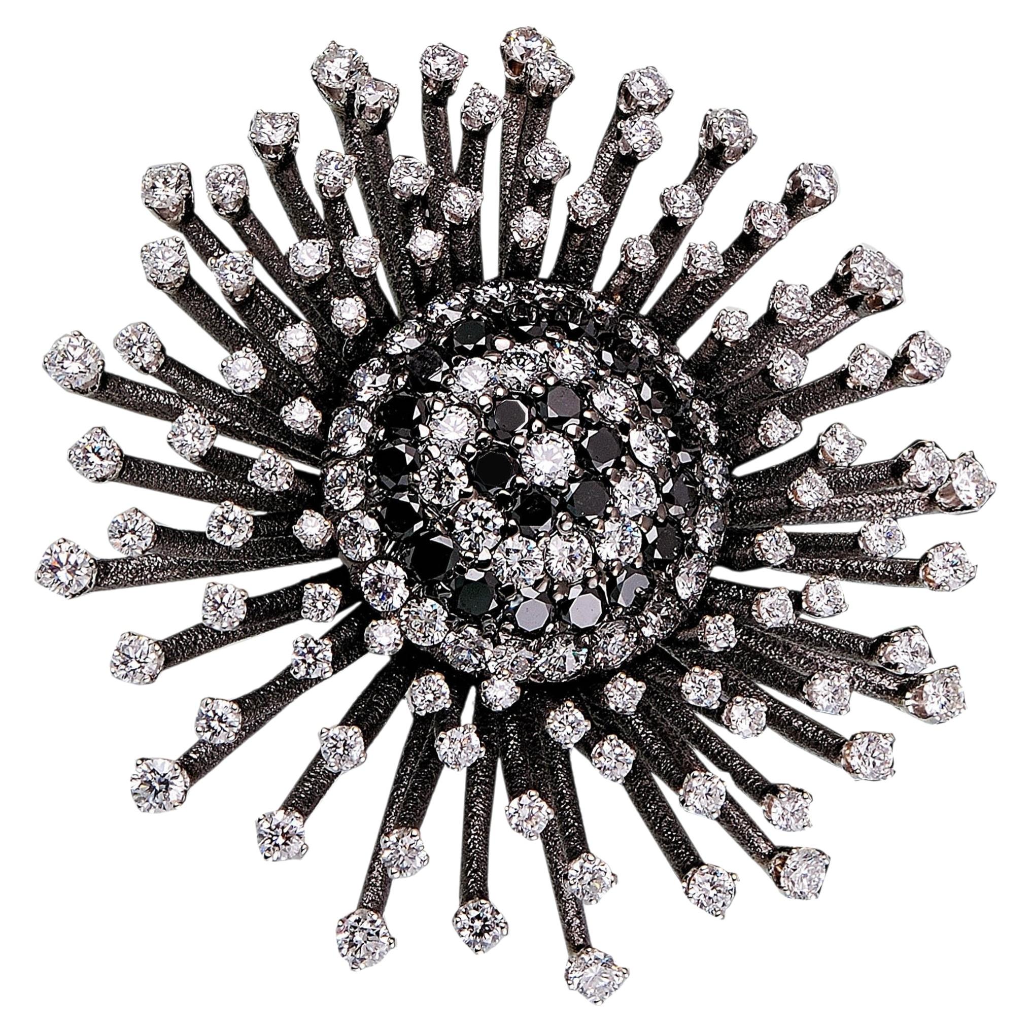 Gold Astra Ring with Diamonds in Blackened 18k White Gold by Alex Soldier