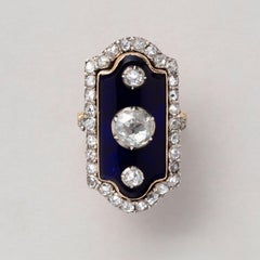 Gold 'Au Firmament' ring with blue glass and diamonds
