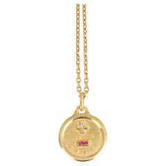 Gold Augis Love Medal Plus Hier Moins Demain Set with Diamond and Ruby, ca 1970