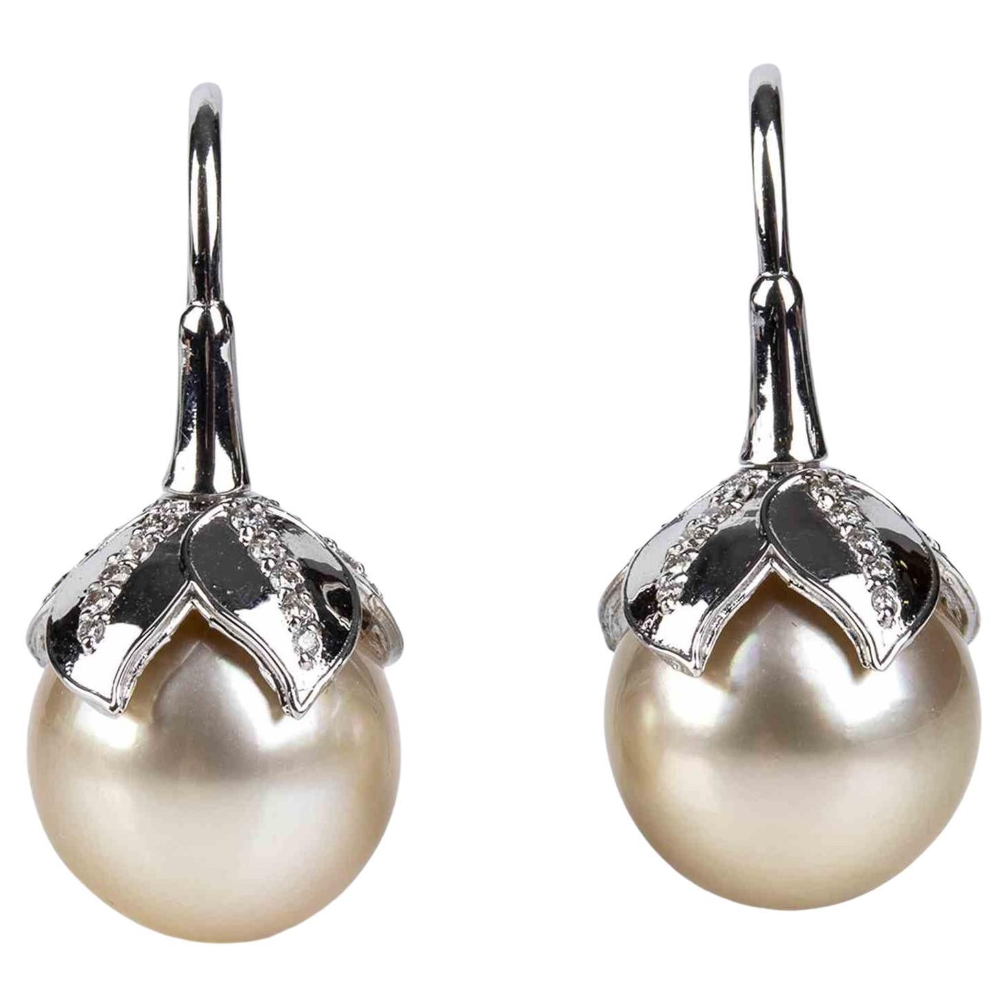 Gold, Australian Pearls and Diamonds, Earrings