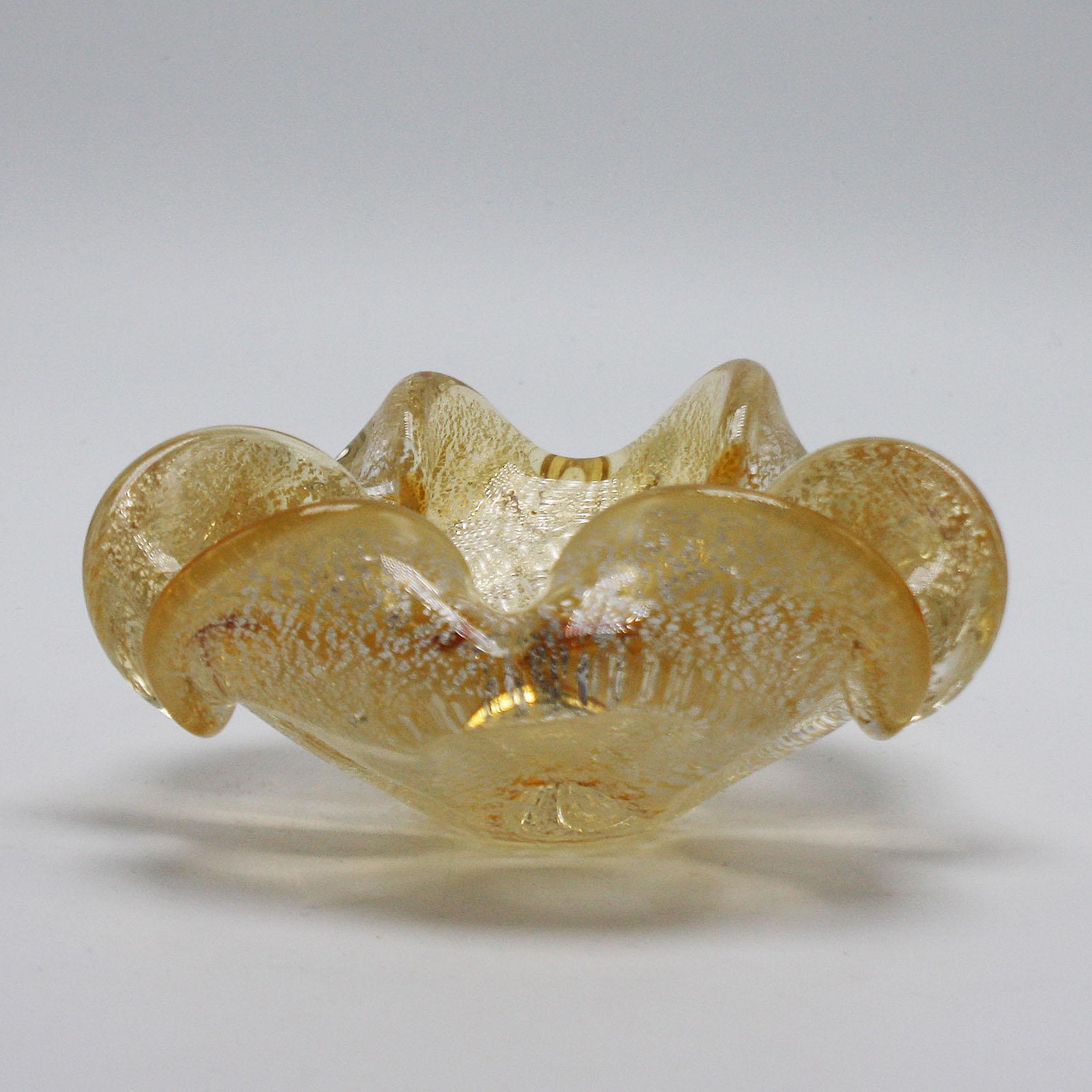 Gold Aventurine Murano glass bowl, circa 1965.
