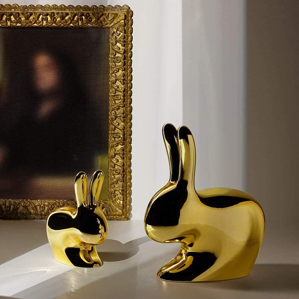 Moderne Chaise lapin bébé en or avec finition métallique de Stefano Giovannoni, fabriquée en Italie en vente