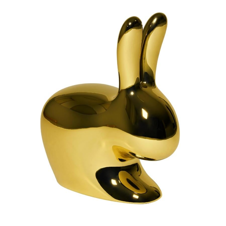 Gold Baby Rabbit Chair with Metallic Finish by Stefano Giovannoni, Made in Italy For Sale 1