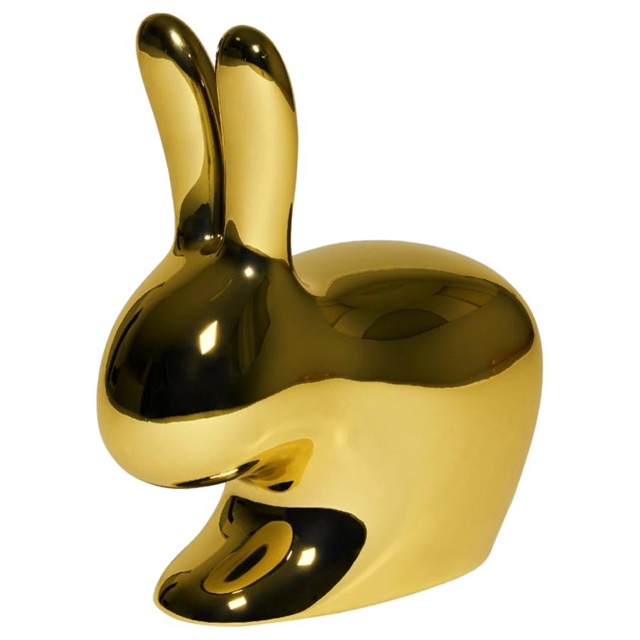 Gold Baby Rabbit Chair with Metallic Finish by Stefano Giovannoni, Made in Italy