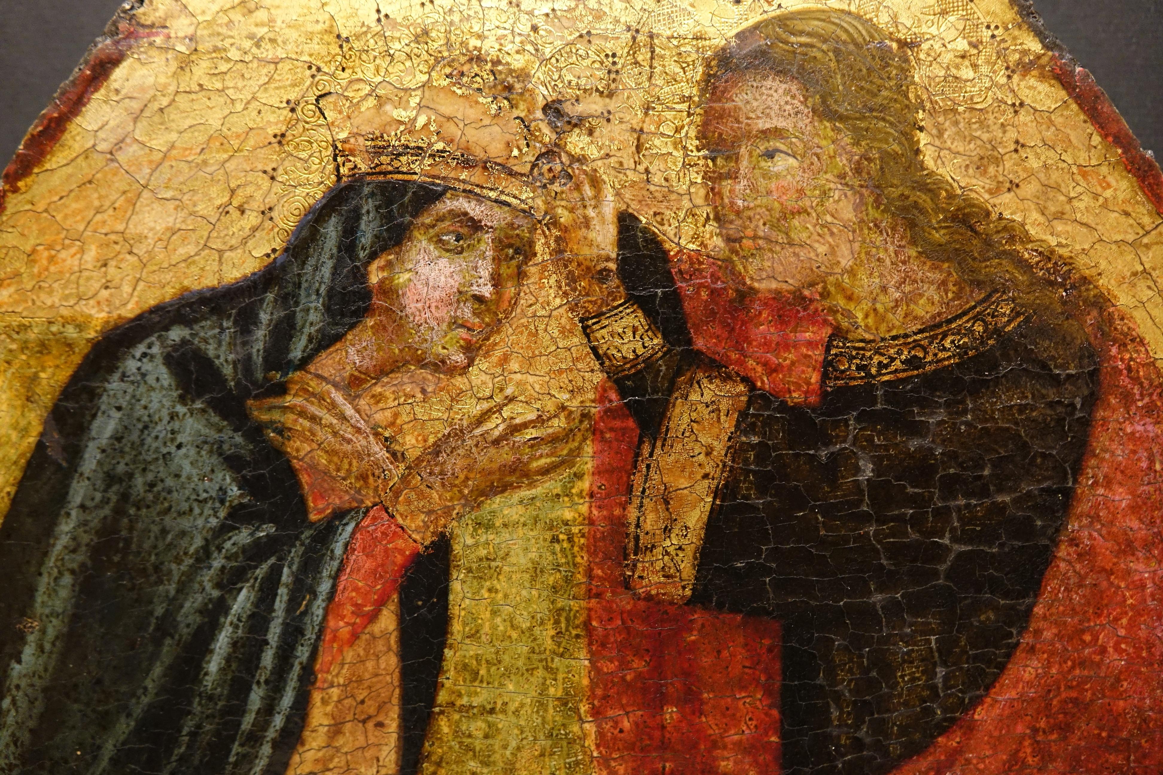 Italian Gold Background, Coronation of the Virgin. 14th century For Sale