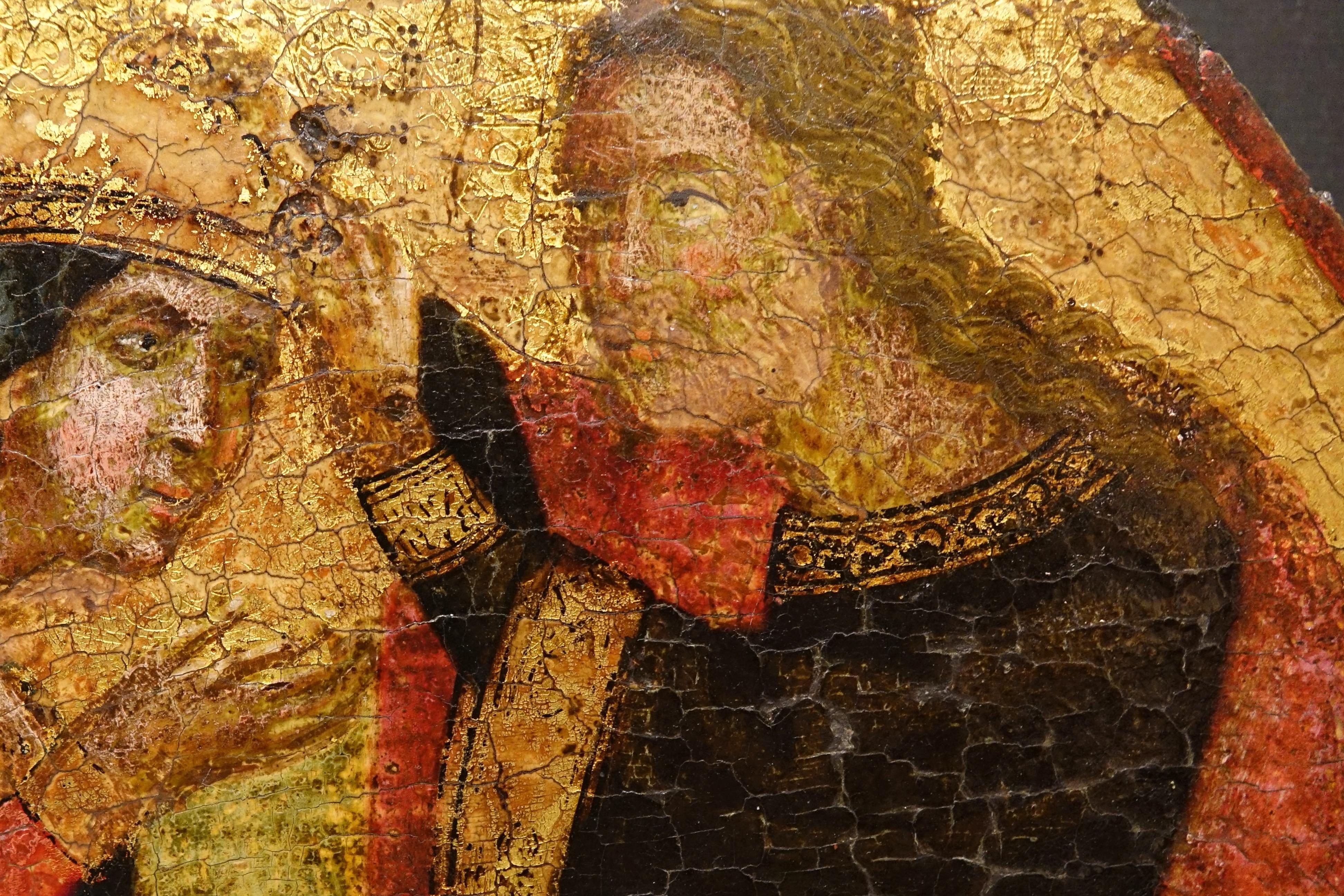 Hand-Painted Gold Background, Coronation of the Virgin. 14th century For Sale