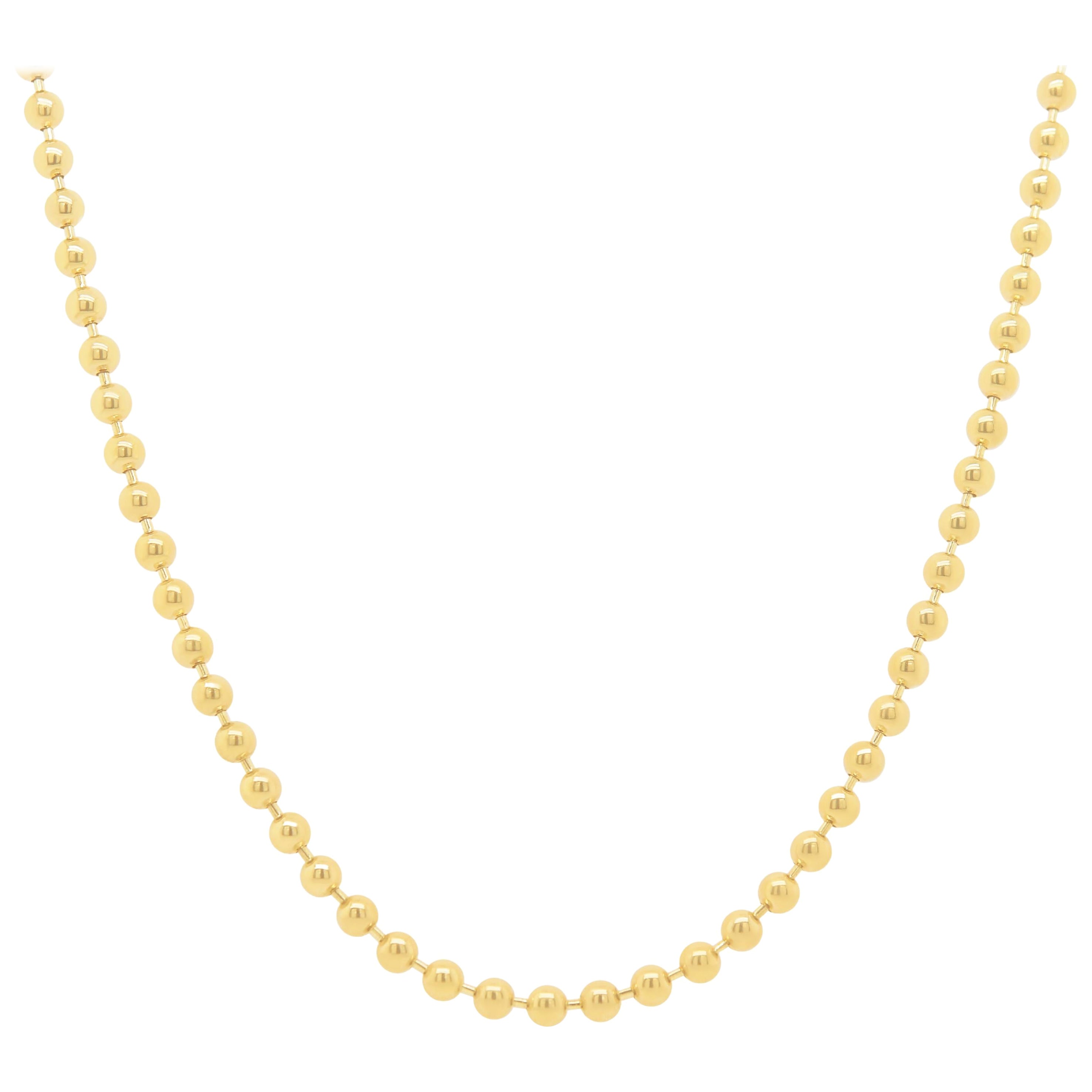 Gold Ball Bead Necklace Solid 14k Yellow Gold Layering Necklace Chain