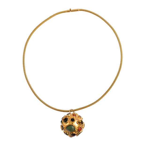 Gold Ball Charm Necklace at 1stDibs