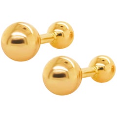 Boutons de manchette boule en or jaune 14 carats, boutons de manchette boule en or poli pour hommes