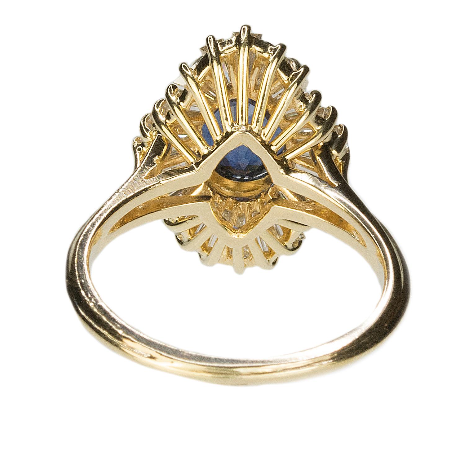 Gold Ballerina Ring with Royal Blue Sapphire 1