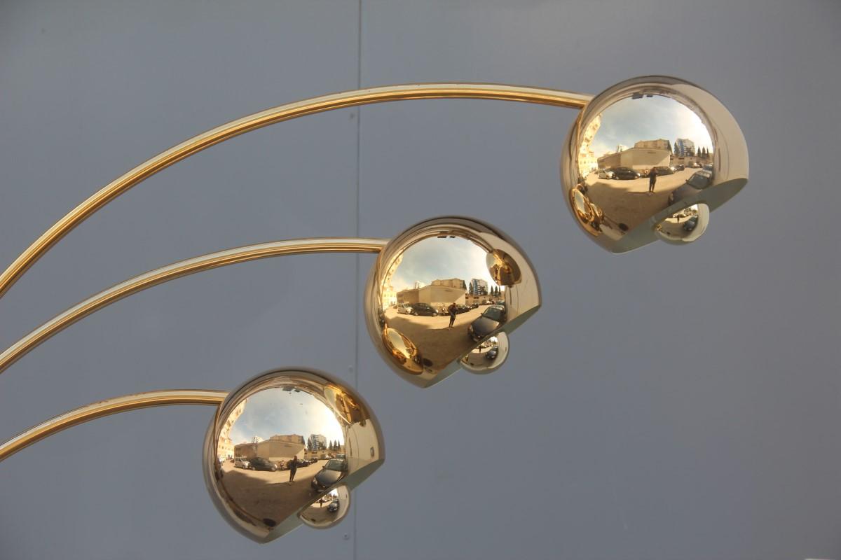 Late 20th Century Gold Balls Goffredo Reggiani Directional Floor Lamp Brass Italian Design, 1970s