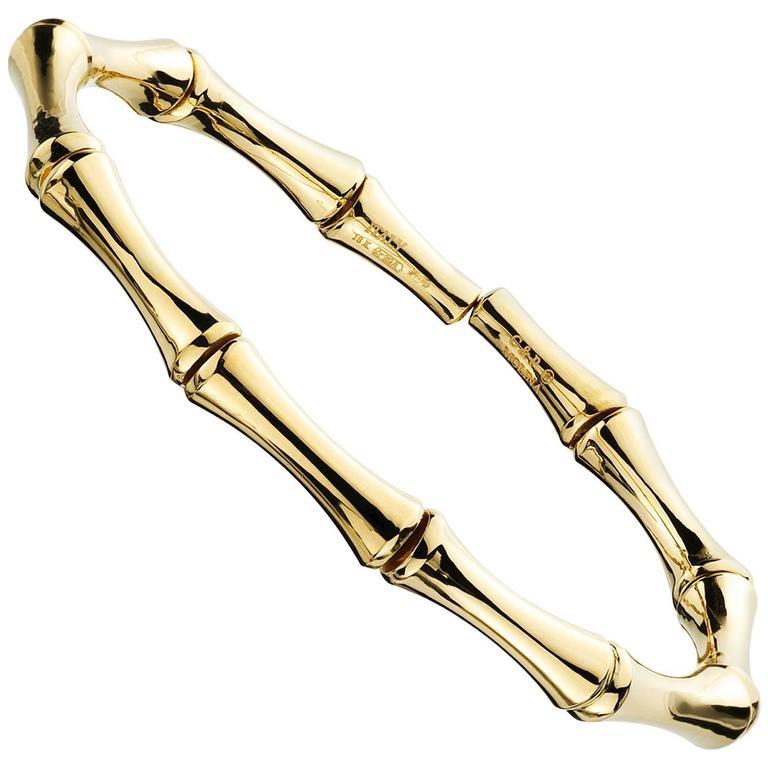 Bracelet manchette bambou en or jaune 18 carats Neuf - En vente à Troy, MI