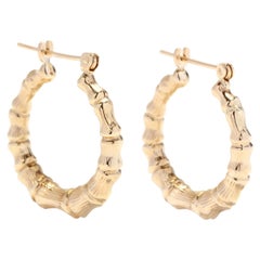 Gold Bamboo Hoop Earrings, 14K Gold, Bamboo Tube Hoops, Small Gold Hoops