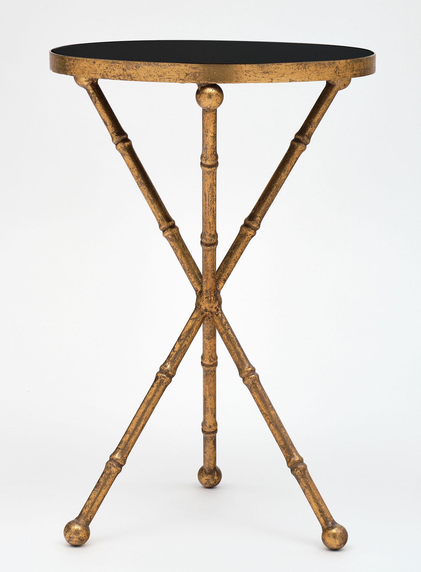 French Gold Bamboo Tripod Tables
