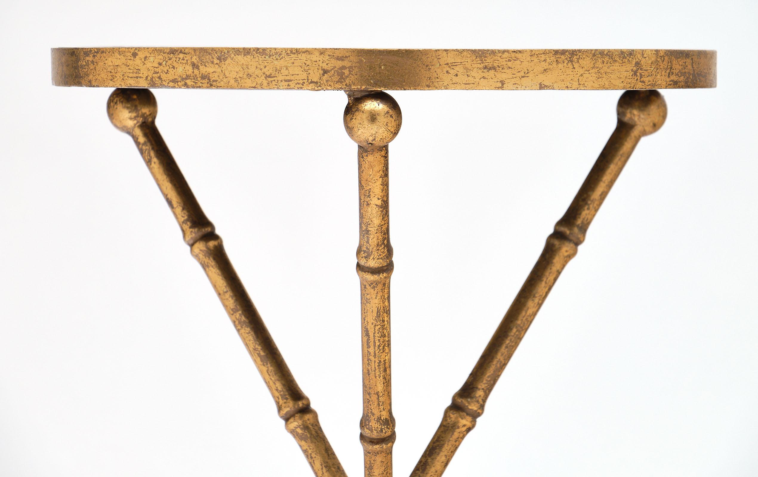 Late 20th Century Gold Bamboo Tripod Tables