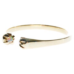 Gold Band Ring White Diamond Opal Adjustable Stackable J Dauphin