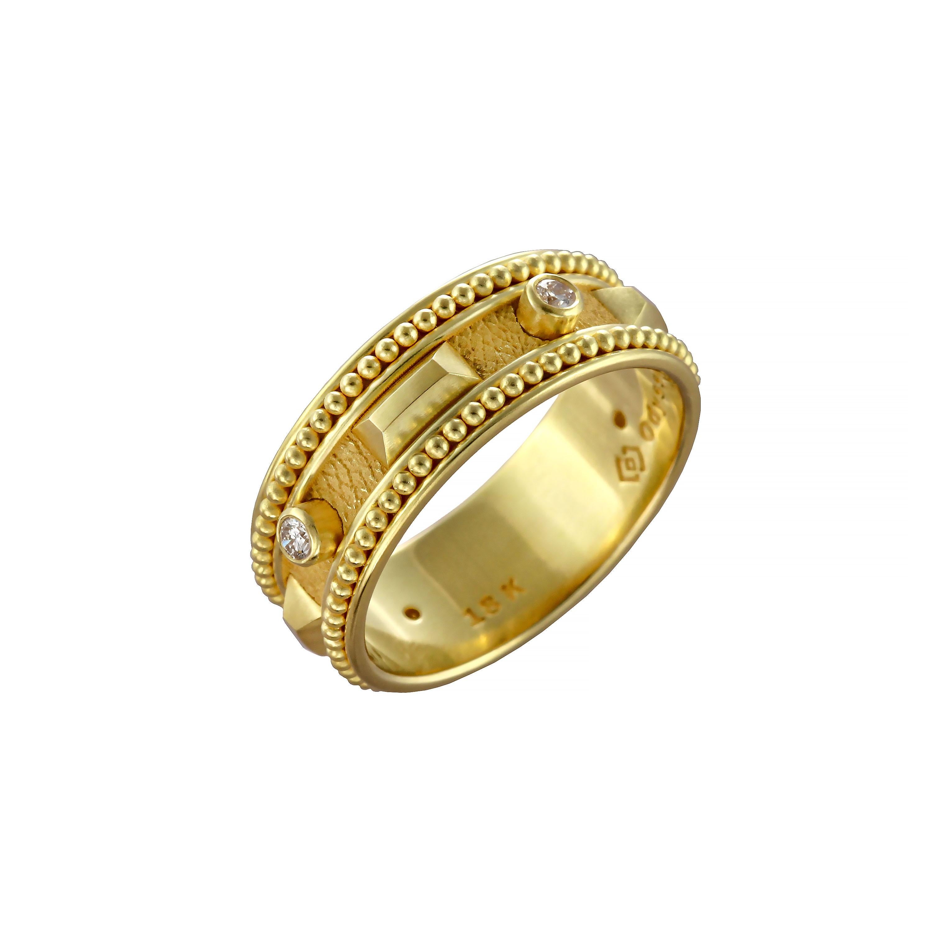 Brilliant Cut Gold Band Ring with Diamonds For Sale