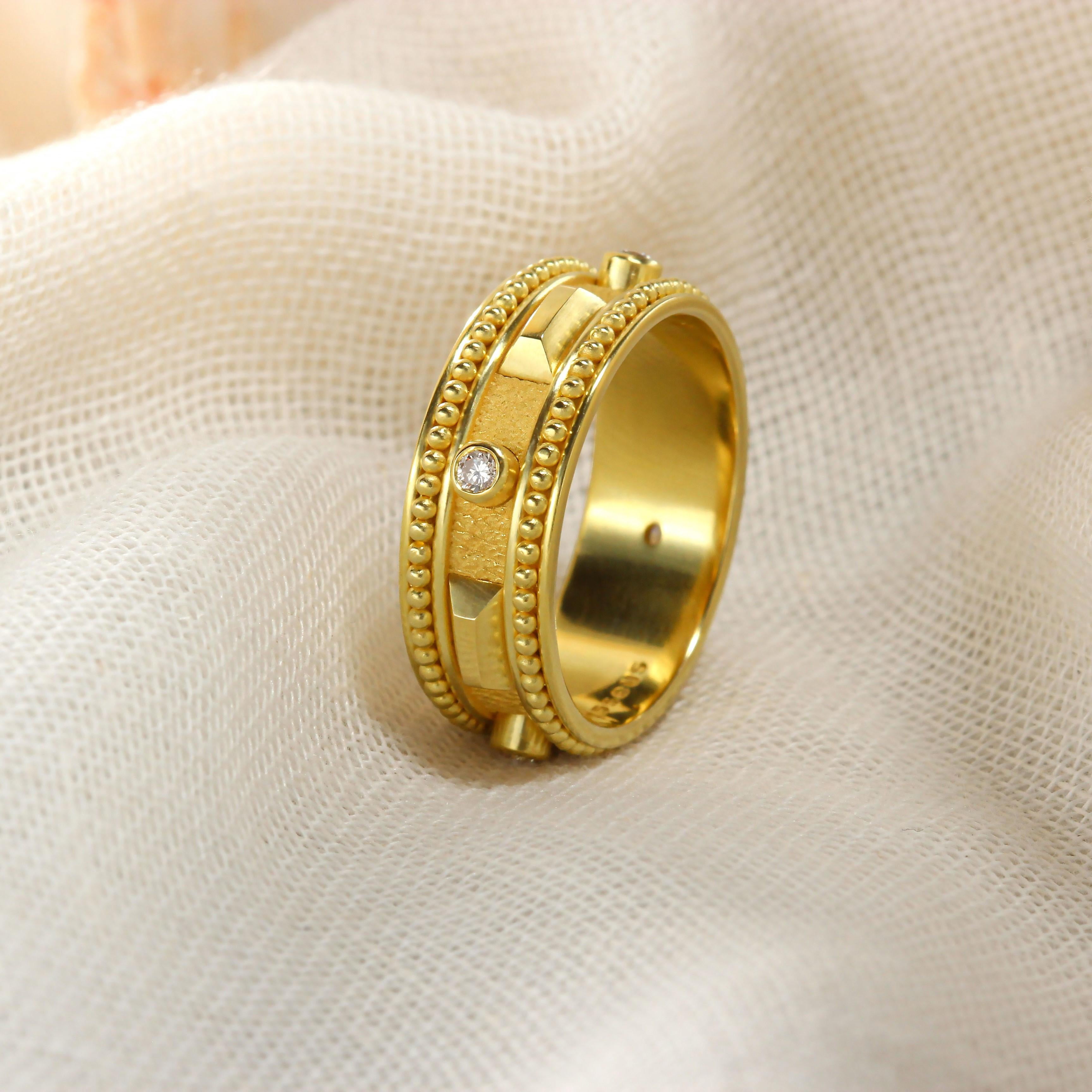 Women's Gold Band Ring with Diamonds For Sale