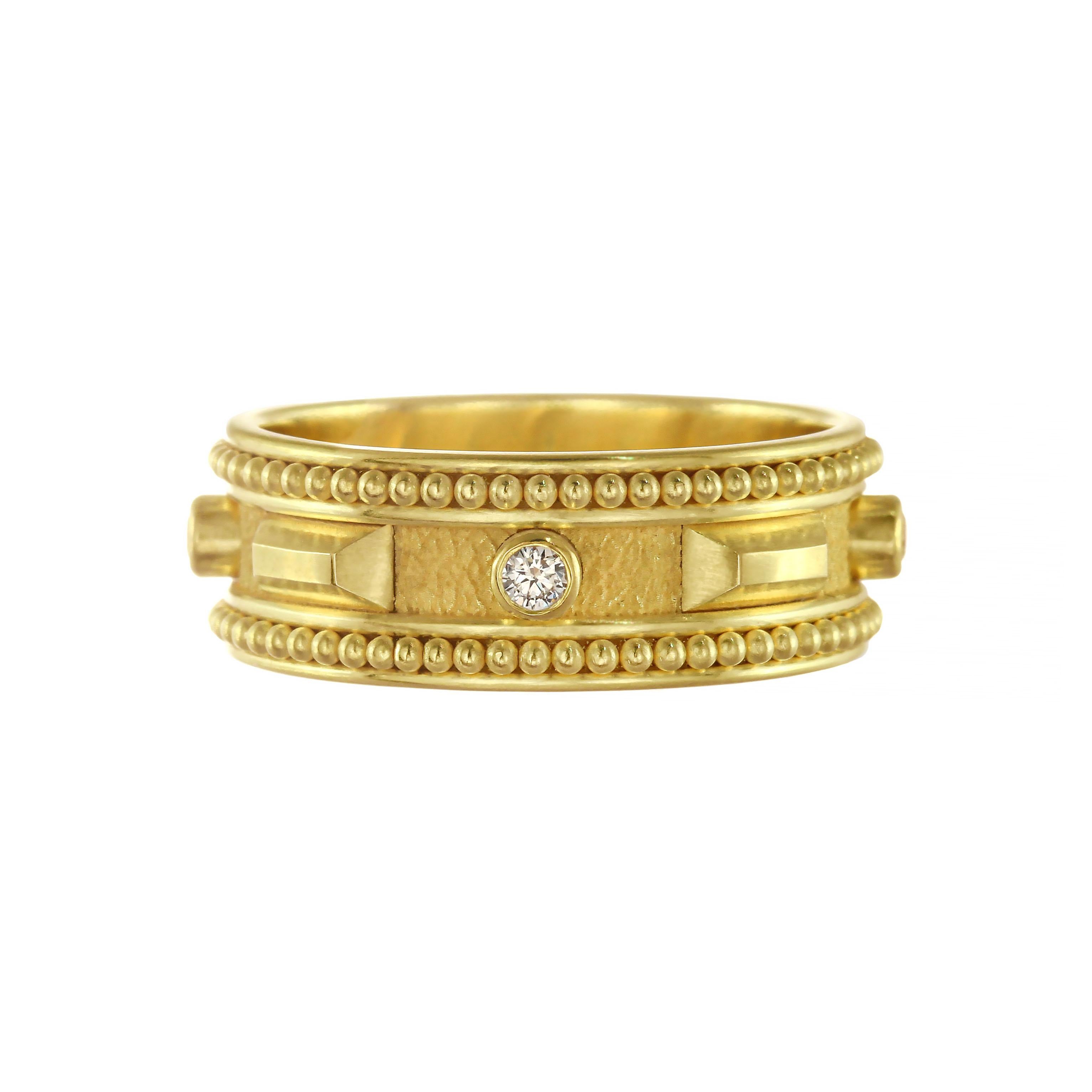 Gold Band Ring with Diamonds For Sale 1